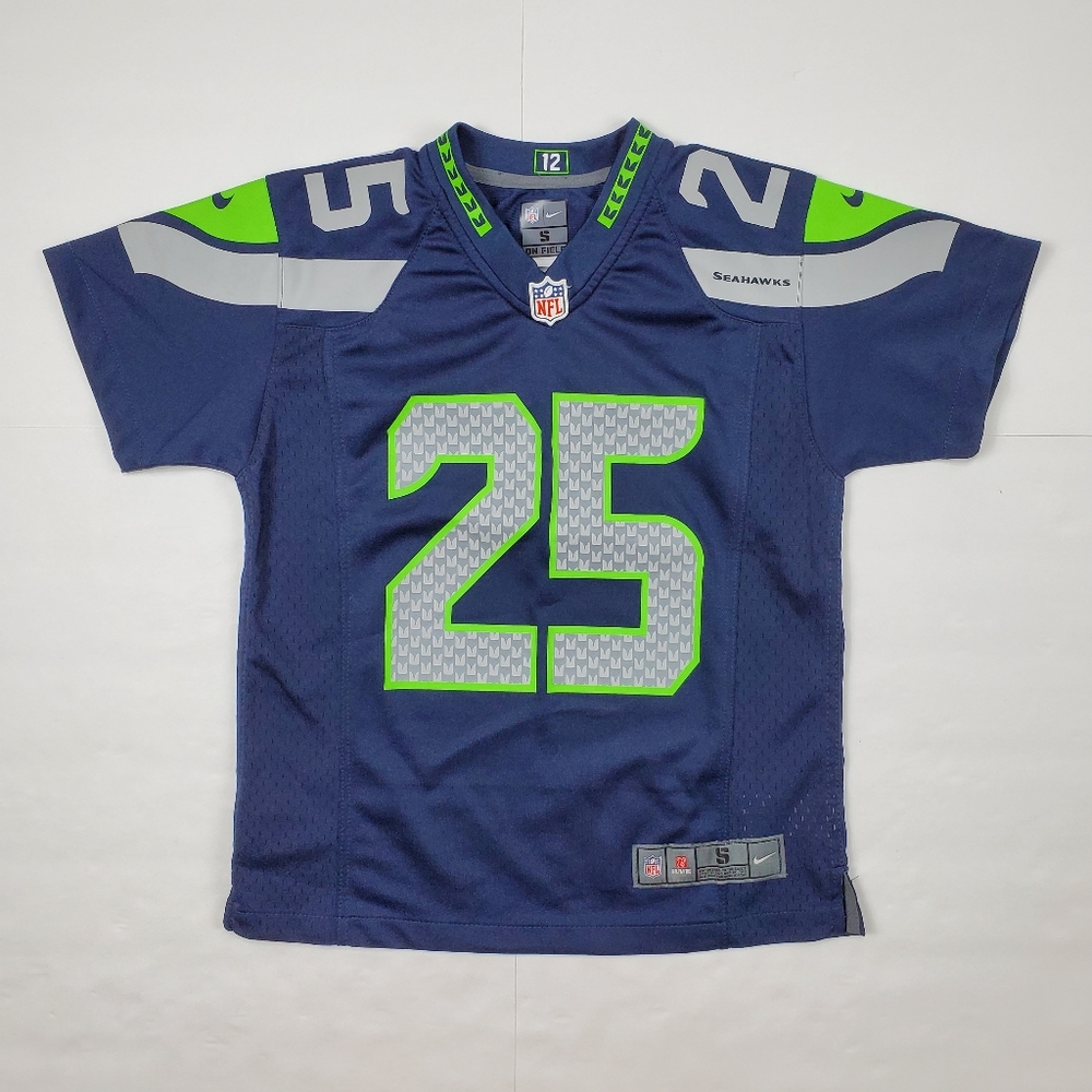 NIKE On Field Seattle Seahawks #25 Richard Sherman Blue Jersey Youth Small (8)